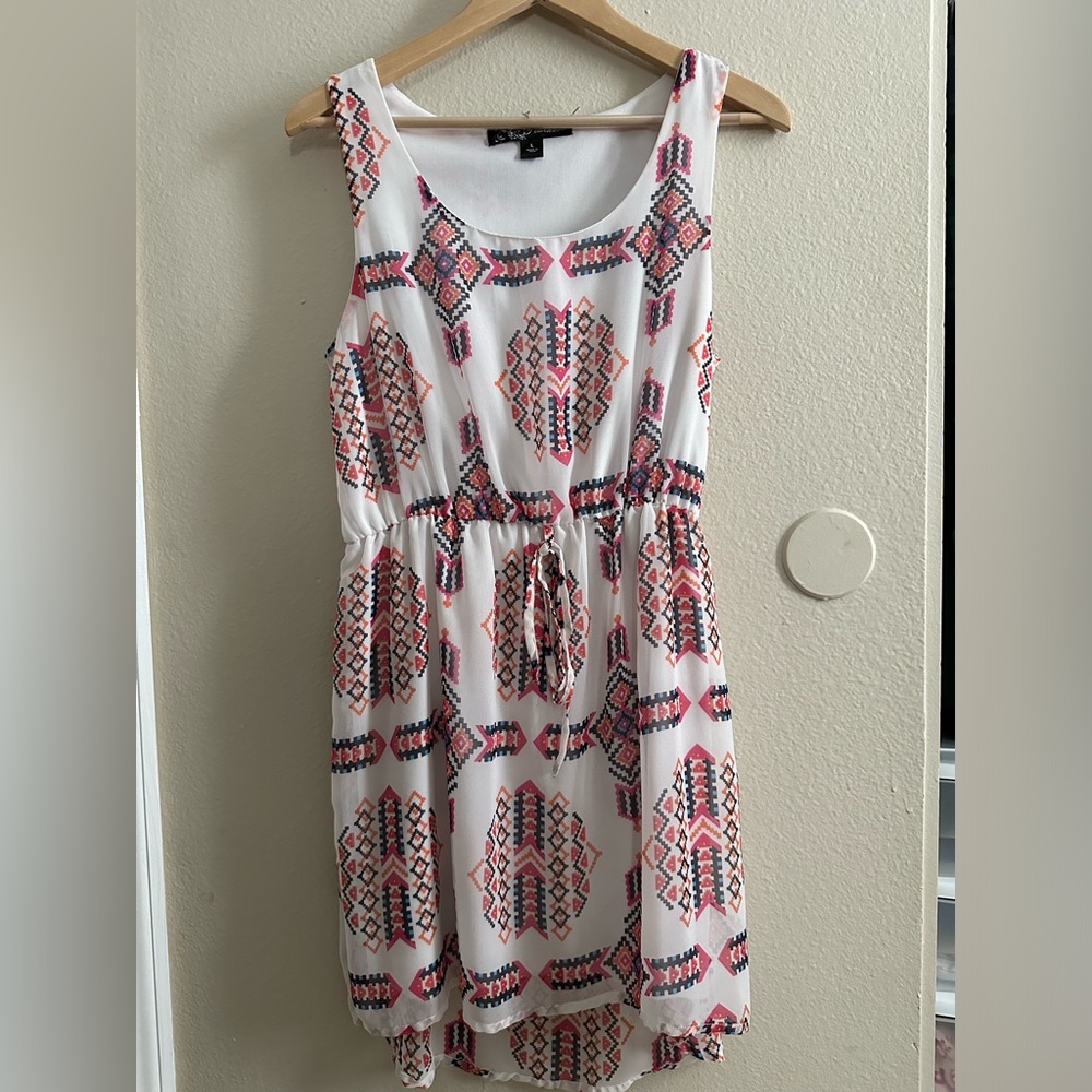 Women’s Knee Length White Dress with Print